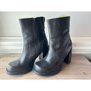 Candie's Vintage Y2K Chunky Platform Heels Mid-Calf Leather Boots size 9